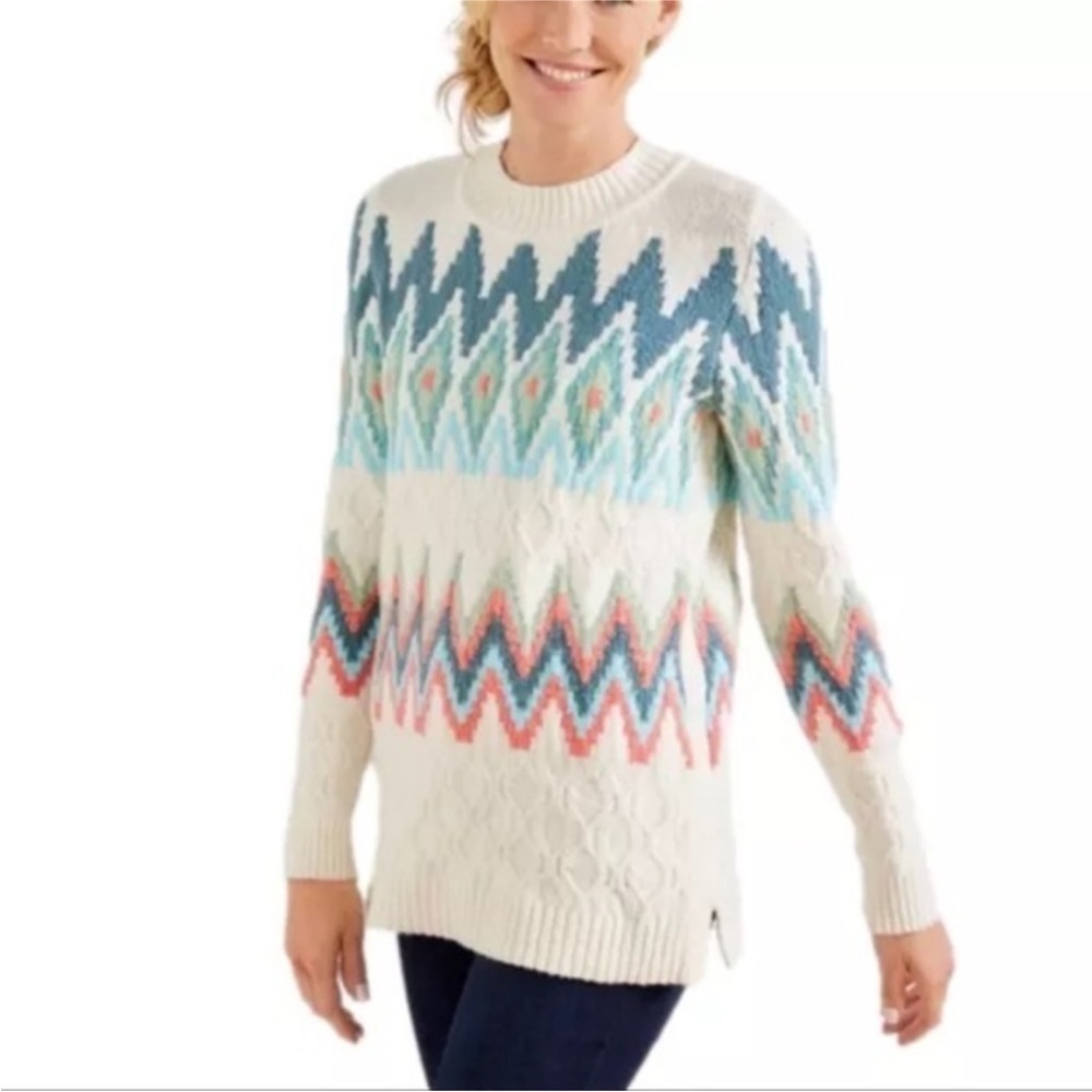 Talbots Petite Women’s Zig Zag Isle Pullover Sweater